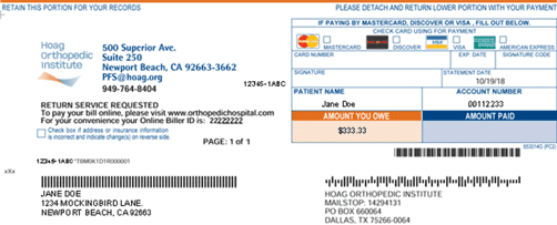 HOI invoice for billing